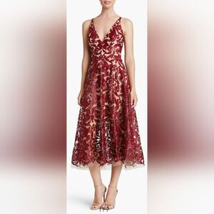 Dress The Population Blair Embellished Fit & Flare  Dress NWT sz XL Berry/Red